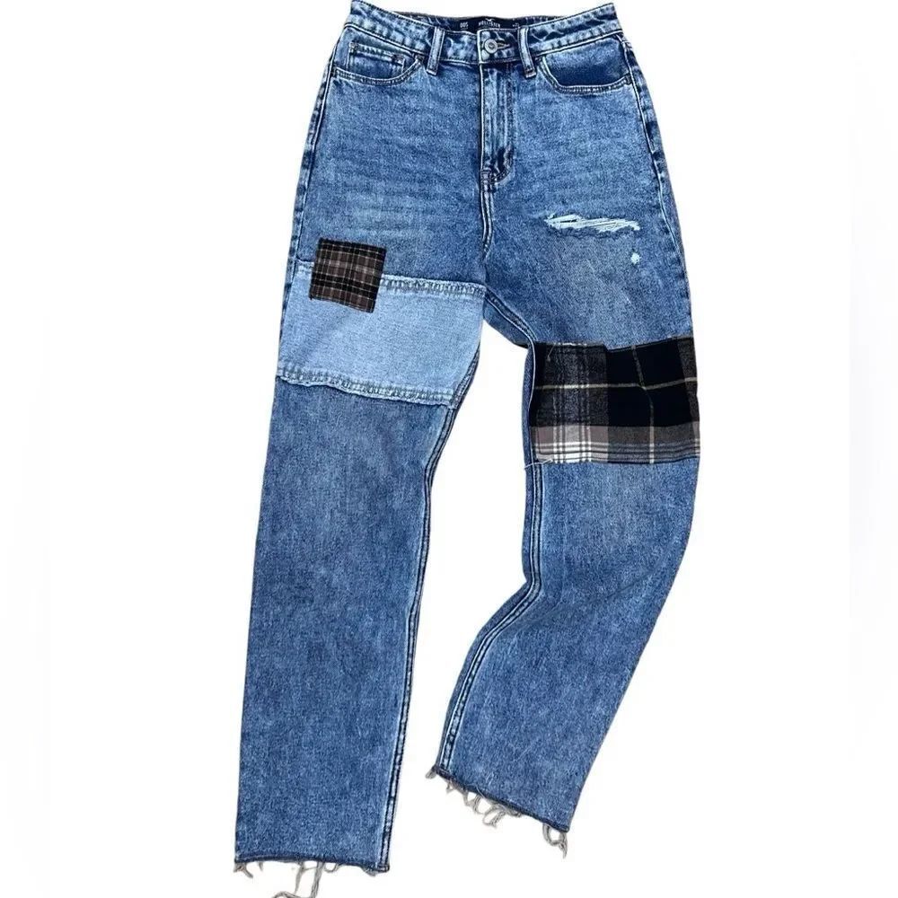 Hollister High Rise Patchwork High Rise Mom Jeans Size 23